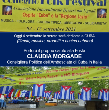 14° EDIZIONE COLLEGNO FOLK FESTIVAL 2021 – FESTA DEI POPOLI – OGGI, 4 SETTEMBRE LA SERATA SARA’ DEDICATA A CUBA!