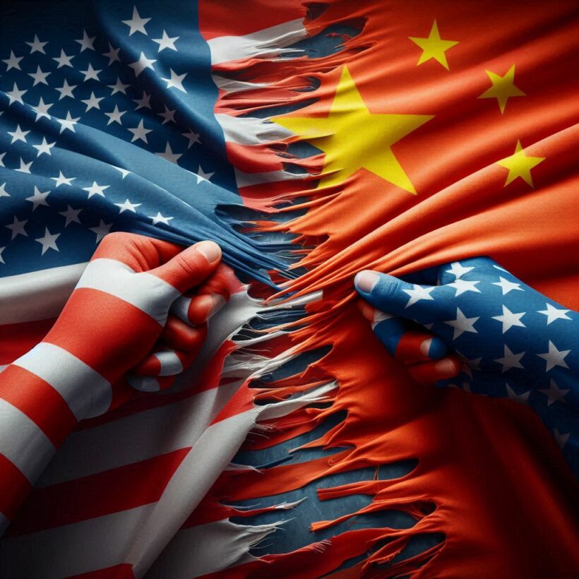 Bandiere USA e CINA